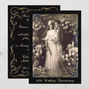 Vintager Stil 60. Hochzeitstag Einladung
