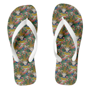 Vintager Stil Abstraktes Asiatisches Mädchen mit B Flip Flops