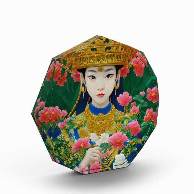 Vintager Stil Abstraktes Asiatisches Mädchen mit B Fotoblock (Links)