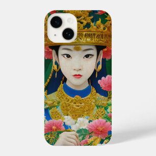 Vintager Stil Abstraktes Asiatisches Mädchen mit B iPhone 14 Hülle