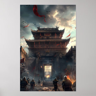 Vintager Stil antikes chinesisches Stadtmauer-Post Poster