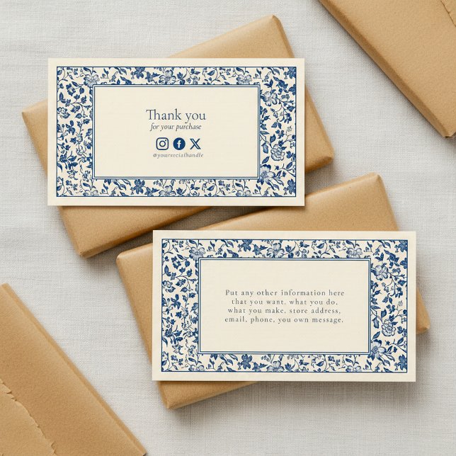 Vintager Stil Blumenrahmen Sozialdanke Begleitkarte (Vintage style floral frame social thank you enclosure card.)