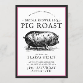Vintager Stil| Bridal GRILLEN Pig Roast Pink Borde Einladung
