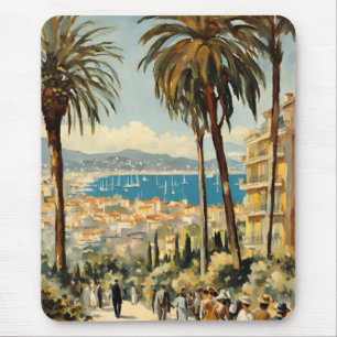 Vintager Stil Cannes Französisch Reisen Wasserfarb Mousepad