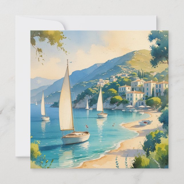 Vintager Stil Cote D'Azur Feiertagskarte (Vorderseite)