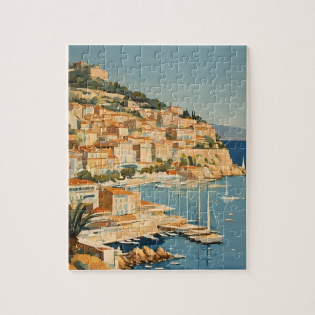 Vintager Stil Cote D'Azur Französisch Reisen Maler Puzzle (Vertikal)