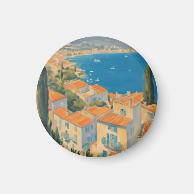 Vintager Stil Cote d'Azur Französisch Reisen Wasse Magnet (Vorne)