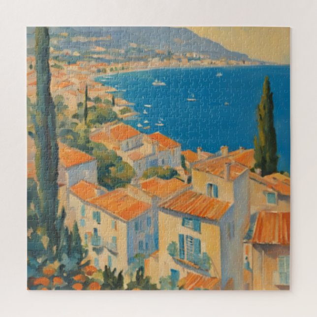 Vintager Stil Cote d'Azur Französisch Reisen Wasse Puzzle (Vertikal)