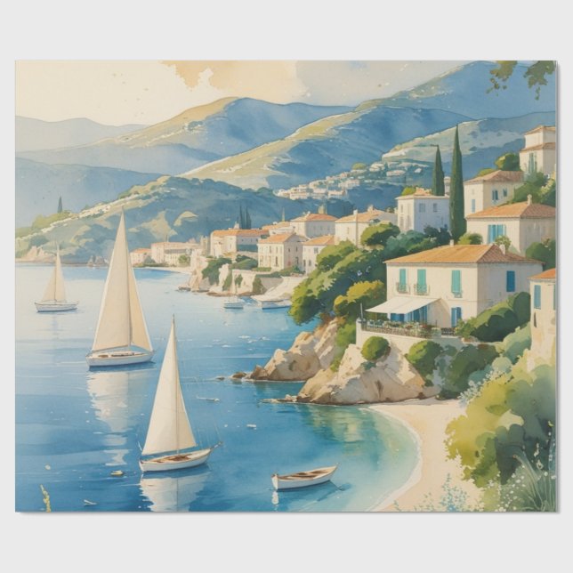 Vintager Stil Cote D'Azur Geschenkpapier (Flach)