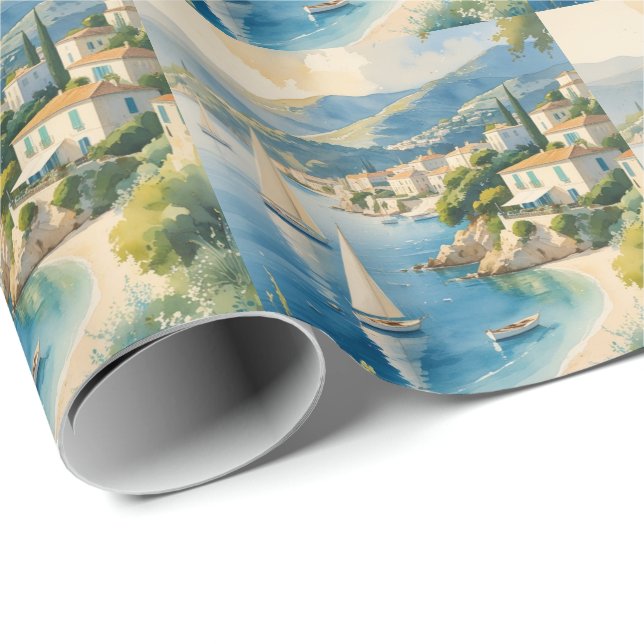Vintager Stil Cote D'Azur Geschenkpapier (Rolleneckpunkt)