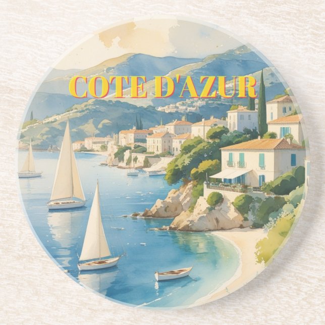 Vintager Stil Cote D'Azur Getränkeuntersetzer (Vorne)