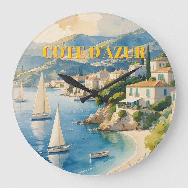 Vintager Stil Cote D'Azur Große Wanduhr (Vorderseite)