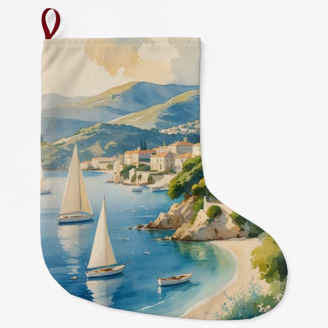 Vintager Stil Cote D'Azur Großer Weihnachtsstrumpf (Vorderseite)