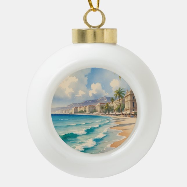 Vintager Stil Cote D'Azur Keramik Kugel-Ornament (Vorderseite)