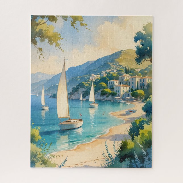 Vintager Stil Cote D'Azur Puzzle (Vertikal)