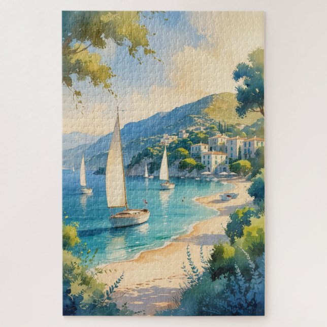 Vintager Stil Cote D'Azur Puzzle (Vertikal)