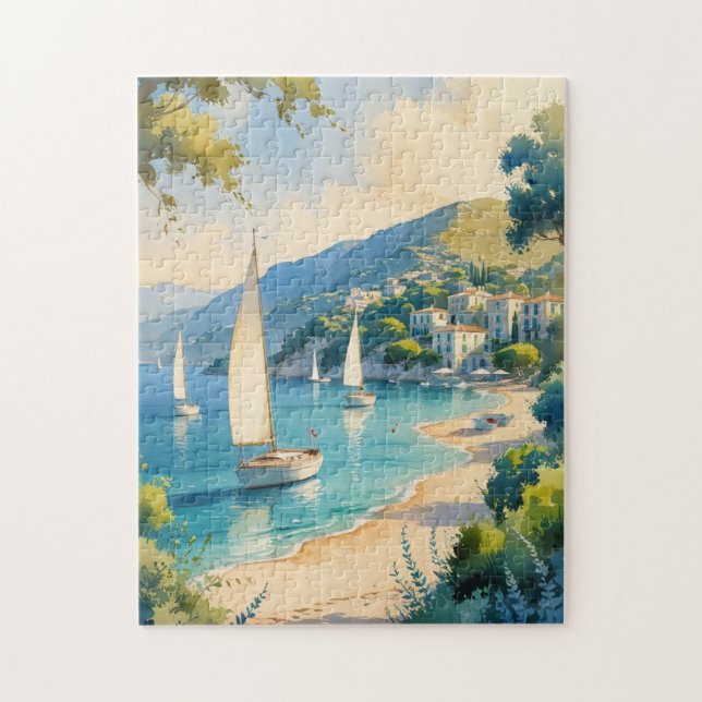 Vintager Stil Cote D'Azur Puzzle (Vertikal)