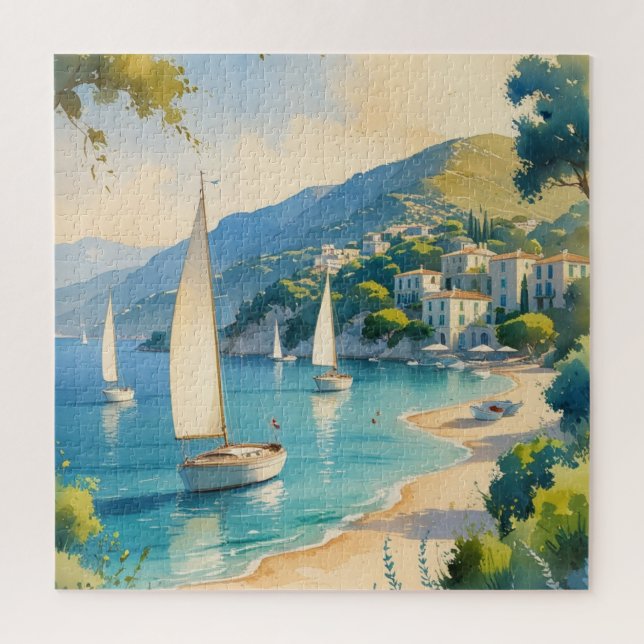 Vintager Stil Cote D'Azur Puzzle (Vertikal)