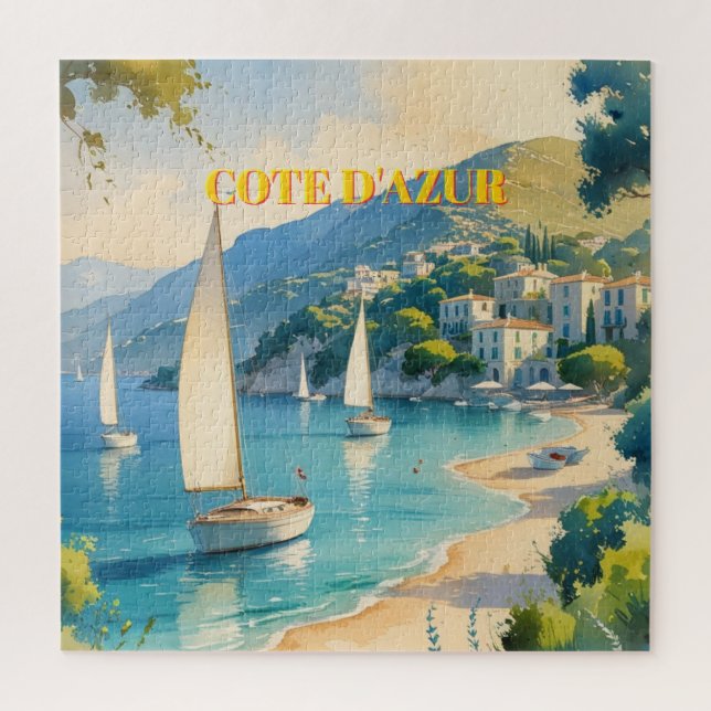 Vintager Stil Cote D'Azur Puzzle (Vertikal)