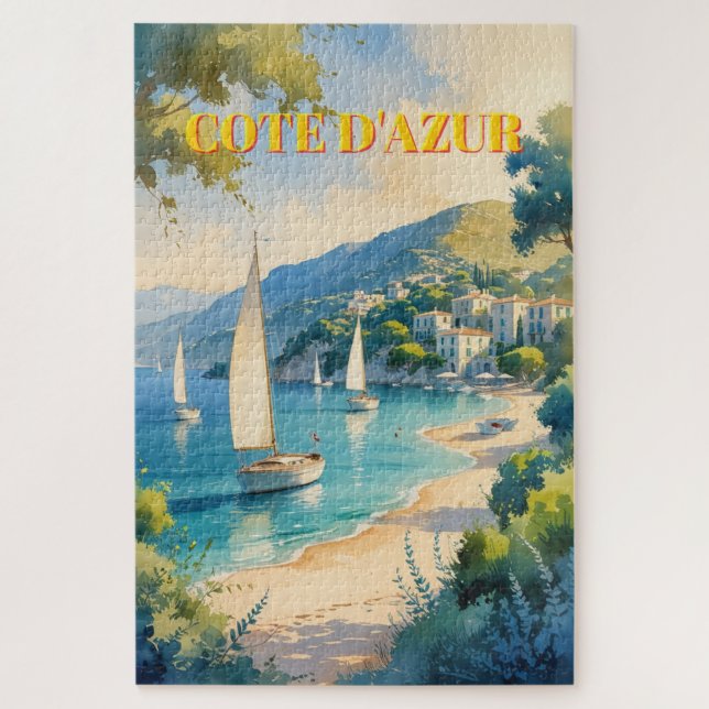 Vintager Stil Cote D'Azur Puzzle (Vertikal)