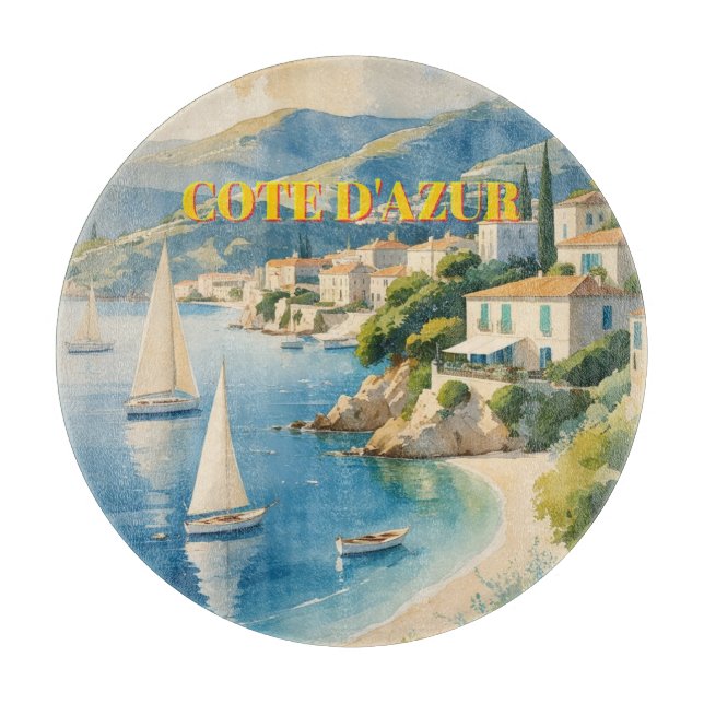 Vintager Stil Cote D'Azur Schneidebrett (Vorderseite)