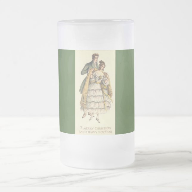 Vintager Stil Couple Viktorianischer Weihnachtsste Mattglas Bierglas (Mittel)