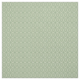 Vintager Stil Deko Muster Print Sage Green Ecru  Stoff