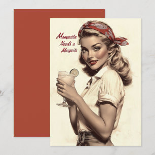 Vintager Stil des Buttons: Mamacita braucht eine M Einladung