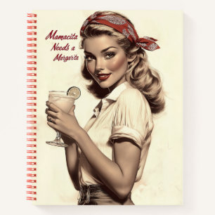 Vintager Stil des Buttons: Mamacita braucht eine M Notizbuch