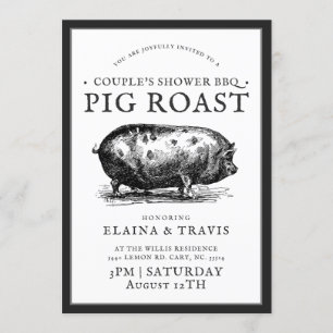 Vintager Stil Dusche GRILLEN Pig Roast Einladung