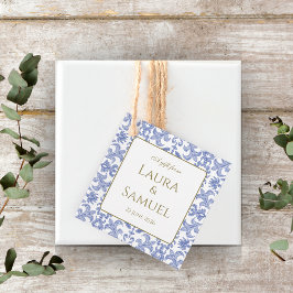 Vintager Stil Dusty Blue Gemustert Geschenkanhänger