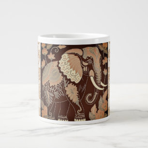 Vintager Stil, Elefant im Batik-Blume-Garten Jumbo-Tasse