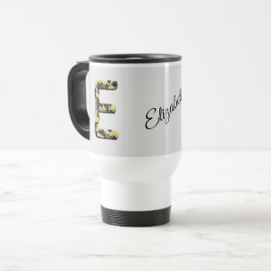 Vintager Stil Elegante Gold Black Letter E Monogra Reisebecher