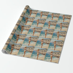 Vintager Stil Französische Riviera Reisen Beach Gi Geschenkpapier