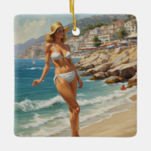 Vintager Stil Französische Riviera Reisen Beach Gi Keramikornament