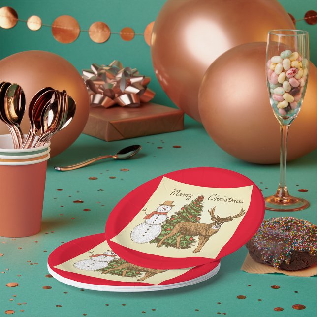 Vintager Stil Frohe Weihnachten Pappteller (Von Creator hochgeladen)