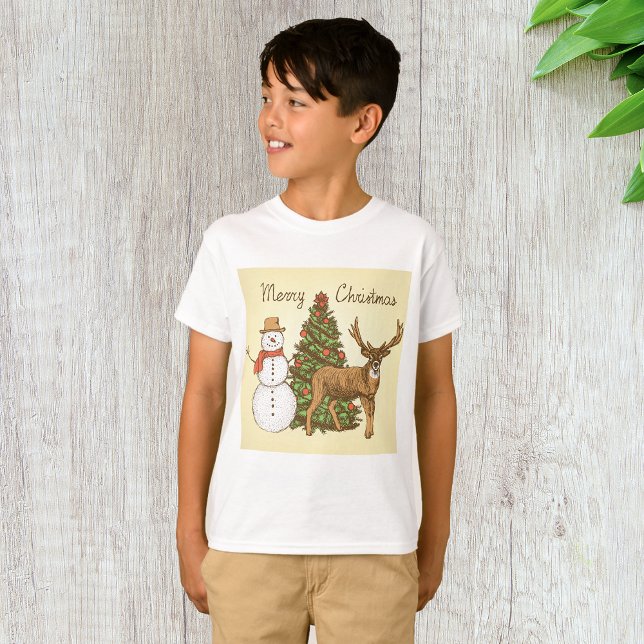 Vintager Stil Frohe Weihnachten T-Shirt (Von Creator hochgeladen)