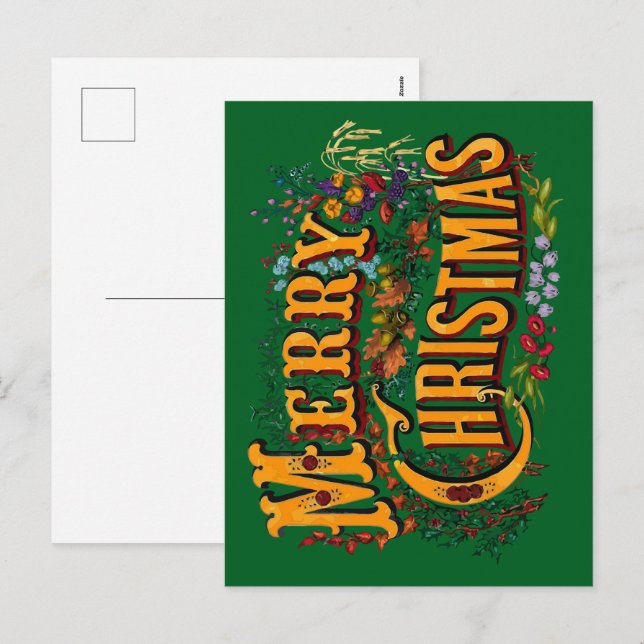 Vintager Stil Frohe Weihnachtsfeiertage Gruß Feiertagspostkarte (Vorne/Hinten)