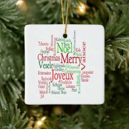Vintager Stil frohe Weihnachtsübersetzung Word Keramikornament