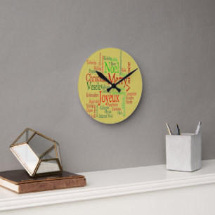 Vintager Stil frohe Weihnachtsübersetzung Word Runde Wanduhr