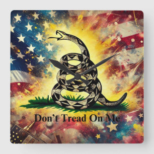 Vintager Stil Gadsden Flag Kunst Quadratische Wanduhr