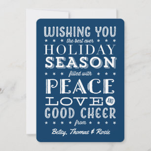 Vintager Stil gestapelt Typ Holiday Navy Blau Feiertagskarte
