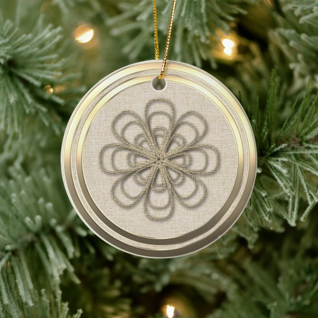 Vintager Stil Gold Snowflake Keramik Ornament (Baum)