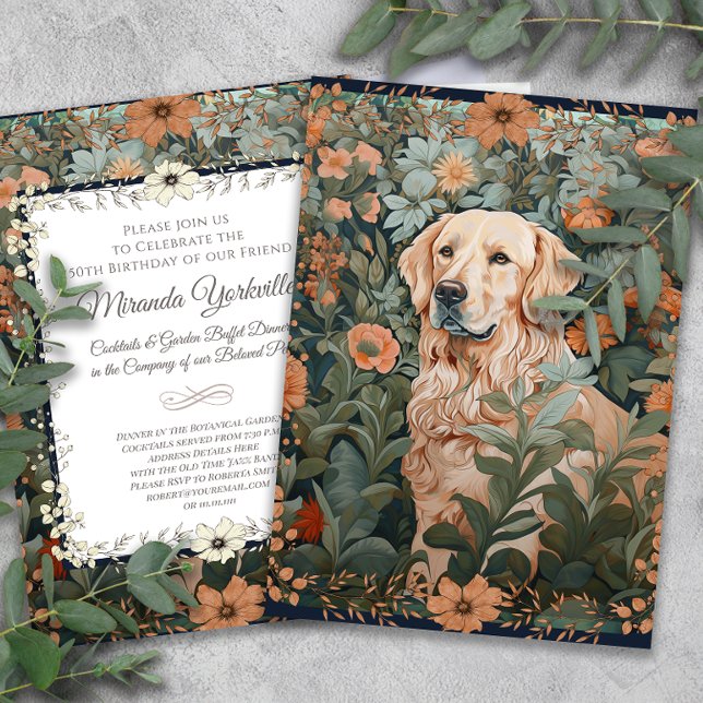 Vintager Stil Golden Retriever Geburtstagsparty Einladung (Von Creator hochgeladen)