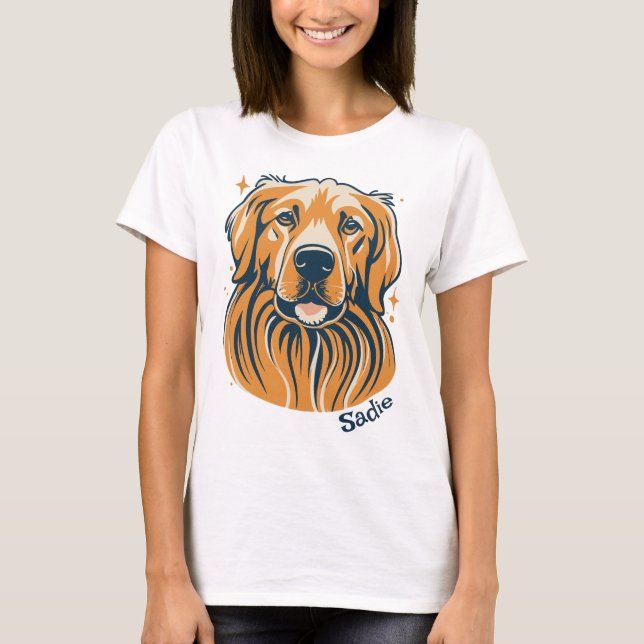 Vintager Stil Golden Retriever T-Shirt (Vorderseite)