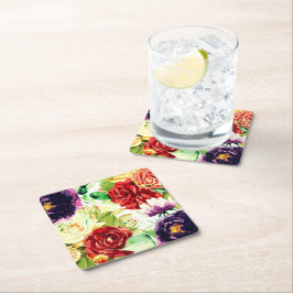 Vintager Stil Große Blume Rechteckiger Pappuntersetzer