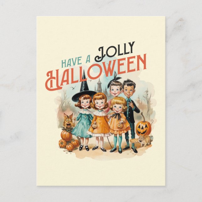 Vintager Stil "Habe ein Jolly Halloween" Postkarte (Vorderseite)
