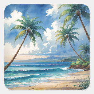 Vintager Stil Hawaii Reise Aloha Von Hawaii Quadratischer Aufkleber