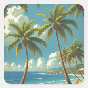 Vintager Stil Hawaii Reise Aloha Von Hawaii Quadratischer Aufkleber