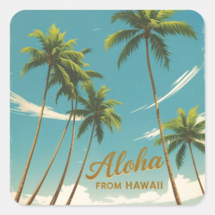 Vintager Stil Hawaii Reise Aloha Von Hawaii Quadratischer Aufkleber
